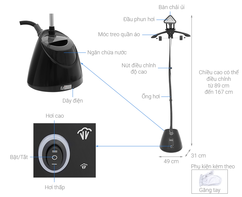 Bàn ủi hơi nước đứng Tefal IT2461E0 1960W