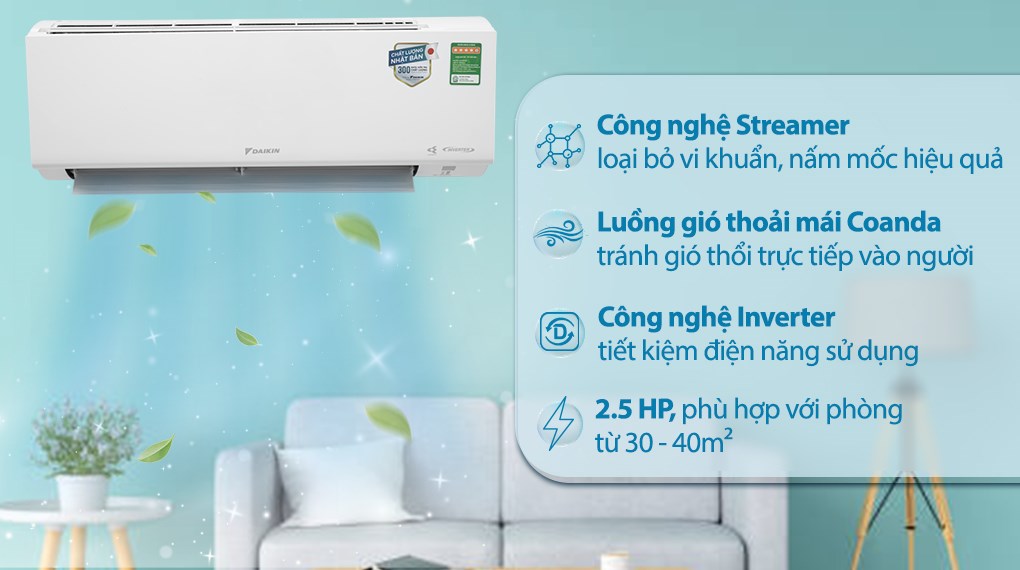 Điều hòa Daikin Inverter 2.5 HP FTKF60XVMV