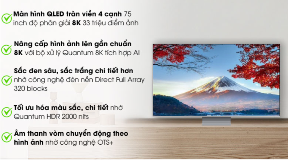 Smart Tivi QLED Samsung 8K 75 inch QA75Q800T