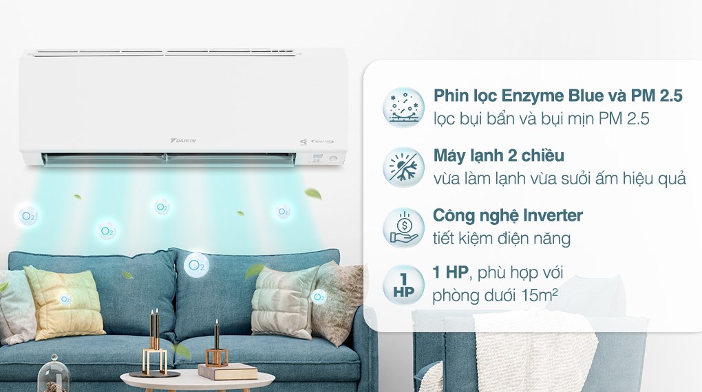 Điều hòa Daikin Inverter 2 chiều 1 HP ATHF25XVMV