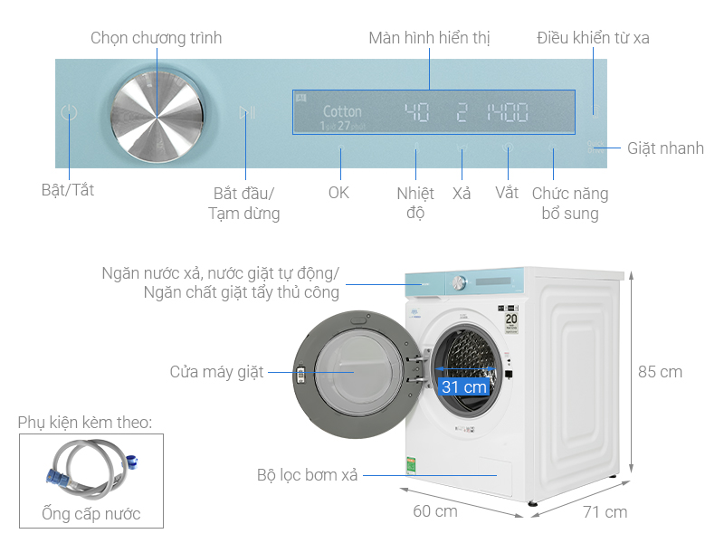 Máy giặt sấy Samsung Bespoke AI Inverter giặt 14 kg - sấy 8 kg WD14BB944DGMSV