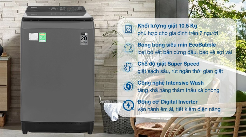 Máy giặt Samsung Ecobubble Inverter 10.5 kg WA10CG5745BDSV