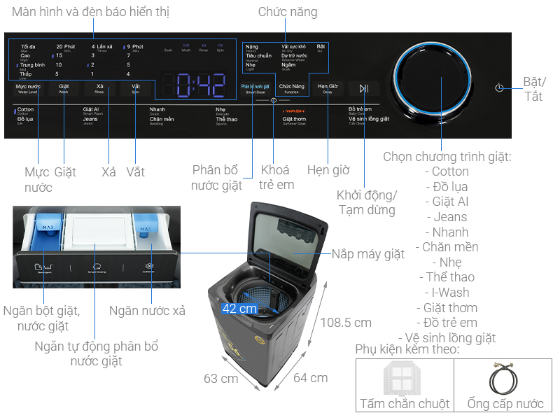 Máy giặt Aqua Inverter 16 kg AQW-DR160UHT PS