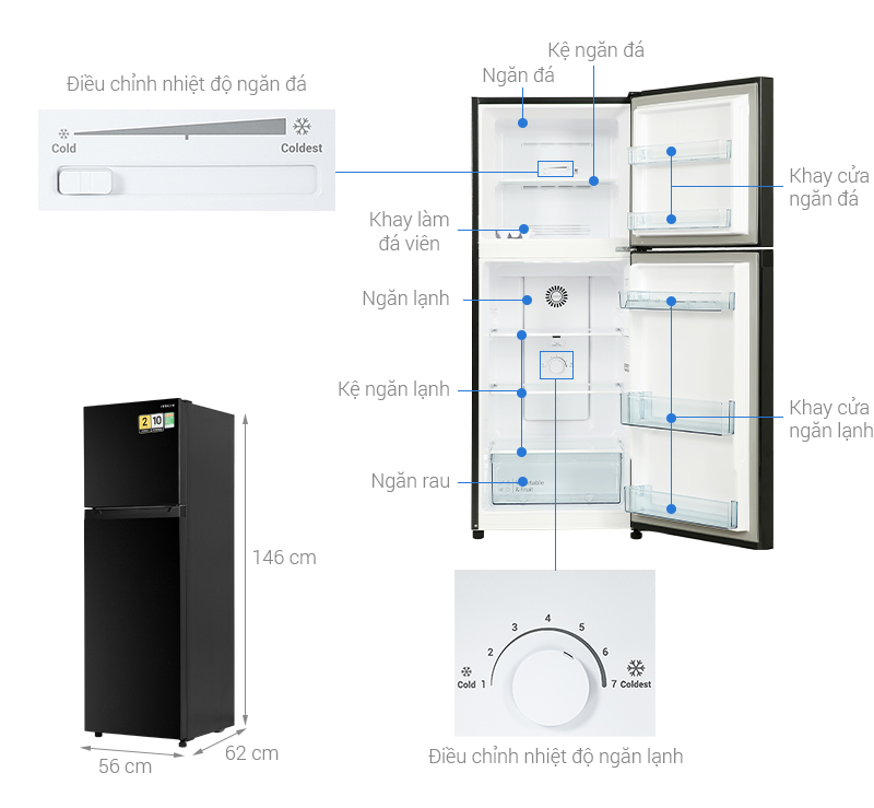 Tủ lạnh Hitachi Inverter 210 lít HRTN5230MUVN