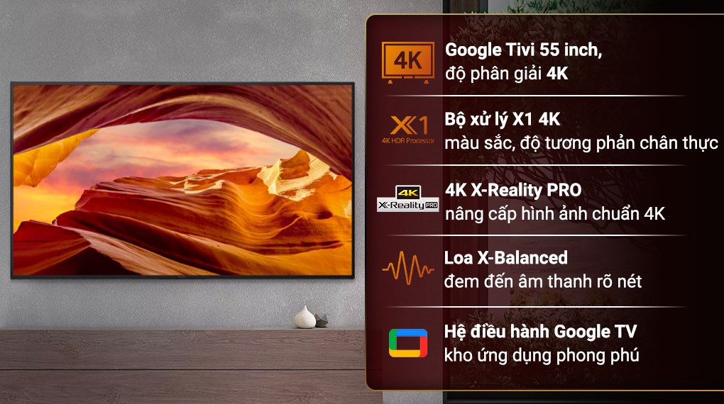 Google Tivi Sony 4K 55 inch KD-55X77L