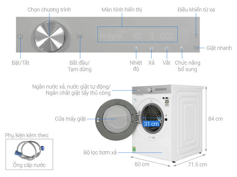 Máy giặt Samsung Bespoke AI Inverter 14 kg WW14BB944DGHSV