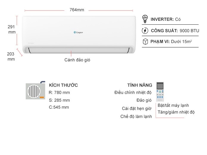 Điều hòa Casper Inverter 9000BTU GSC-09IP25