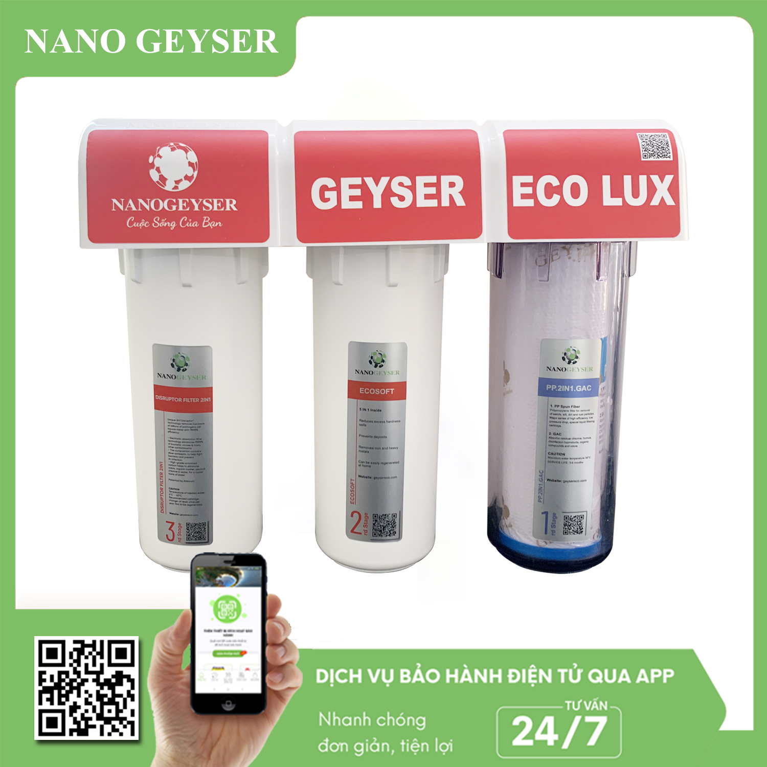 Bộ tiền xử lý cho máy Ion kiềm - Ion Geyser Eco Lux Nano Geyser