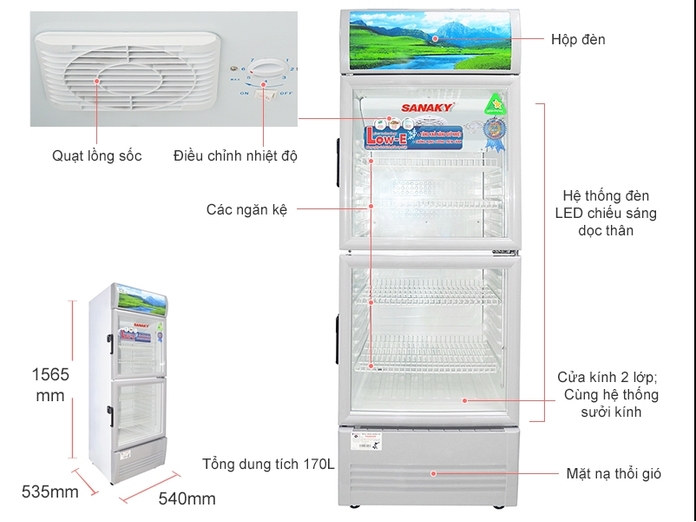 Tủ mát Sanaky 170 lít VH-218WL