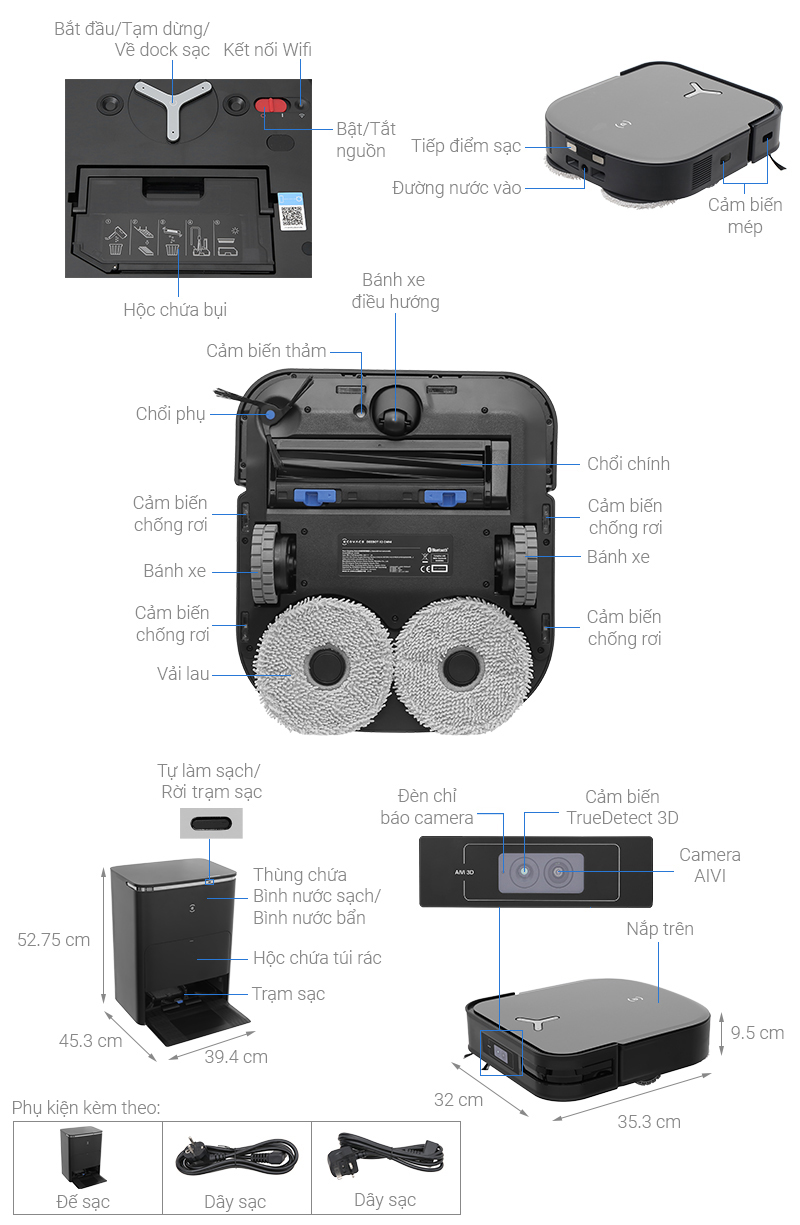 Robot hút bụi lau nhà Ecovacs Deebot X2 OMNI