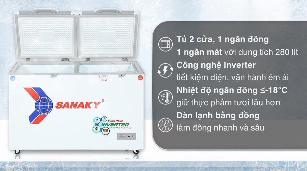 Tủ đông Sanaky Inverter 280 lít TD.VH4099W4K