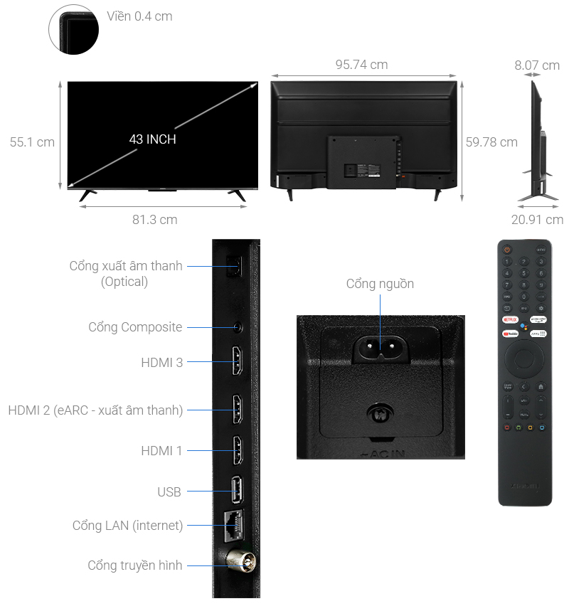 Google Tivi Xiaomi A Pro 4K 43 inch L43MA-SSEA