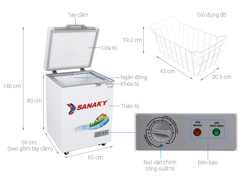 Tủ đông Sanaky 100 lít VH-1599HYK