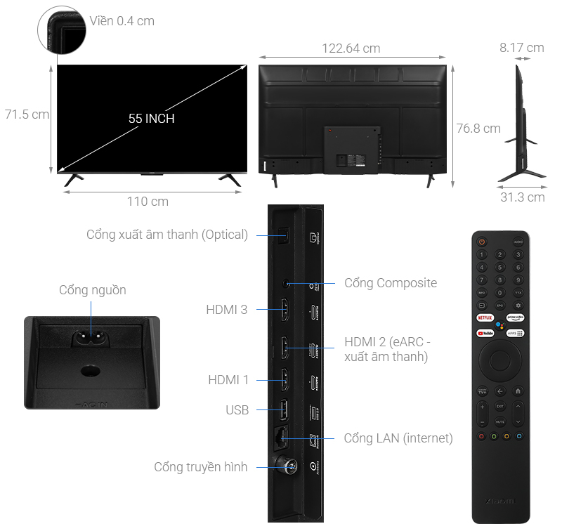 Tivi Xiaomi A Pro 4K 55 inch L55MA-SSEA