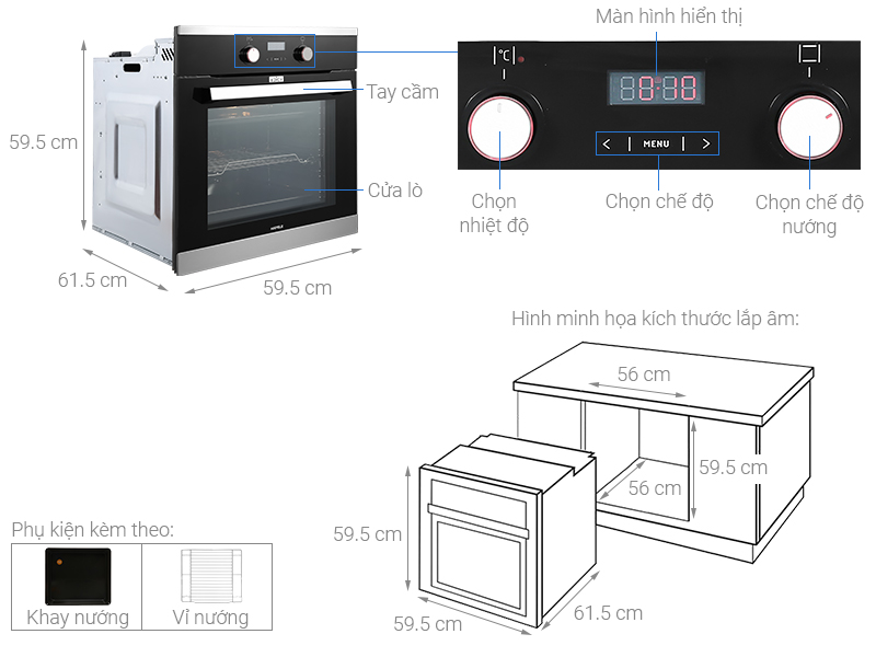 Lò nướng âm Hafele HO-KT60C (534.05.571) 65 lít