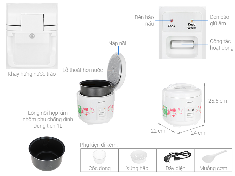 Nồi cơm nắp gài Panasonic 1 lít SR-MVN10FRAX