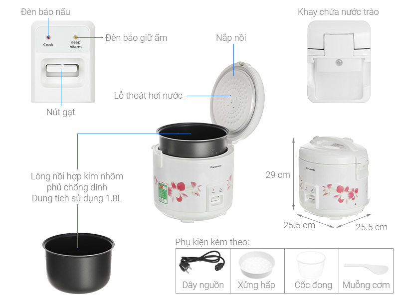 Nồi cơm nắp gài Panasonic 1.8 lít SR-MVN18FRAX