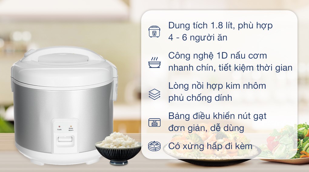Nồi cơm nắp gài Panasonic 1.8 lít SR-MVN18LRAX