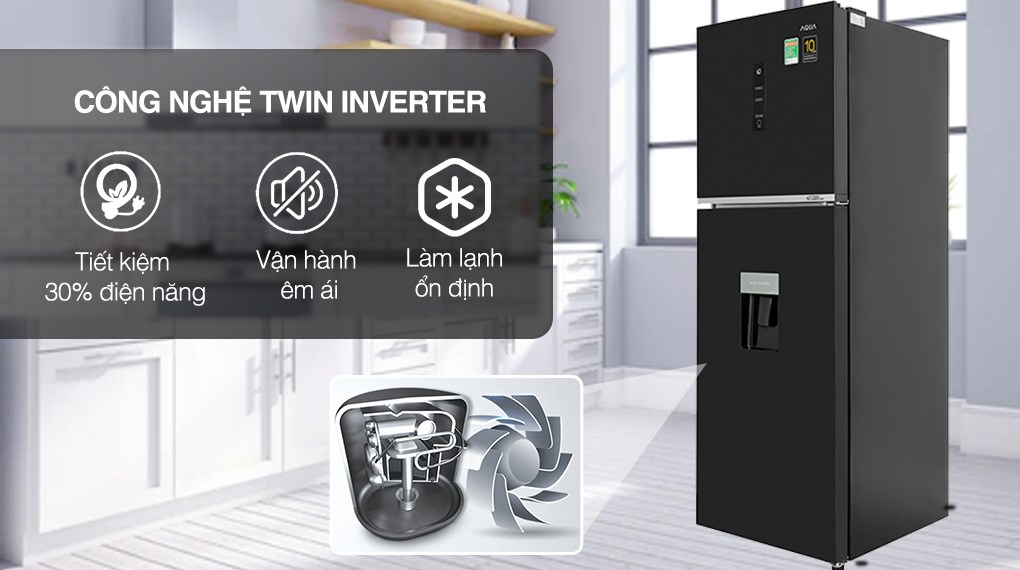 Tủ lạnh Aqua Inverter 318 lít AQR-T369FA(WBS)