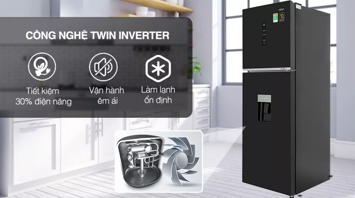 Tủ lạnh Aqua Inverter 318 lít AQR-T369FA(WBS)