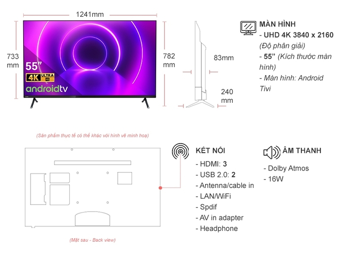 Android Tivi Philips 4K 55 inch 55PUT8215/67