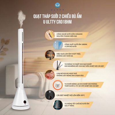 Quạt Tháp Sưởi 2 Chiều Bù Ẩm U ULTTY CR018HM - Công nghệ sưởi gốm Ceramic hiện đại