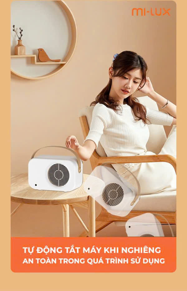 Máy sưởi mini gốm Mi-lux H1 1200W quạt sưởi tiết kiệm điện – sưởi ấm thông minh 2024