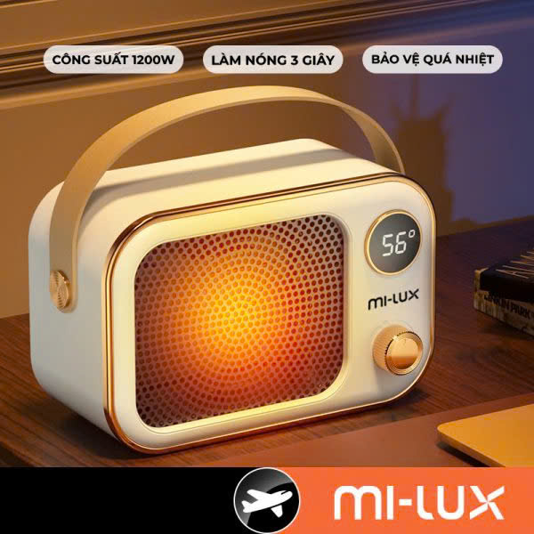 Máy sưởi mini gốm Mi-lux H1 1200W quạt sưởi tiết kiệm điện – sưởi ấm thông minh 2024