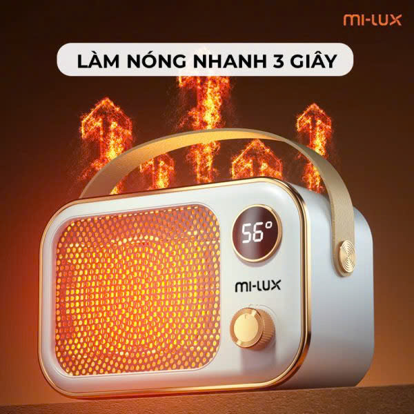 Máy sưởi mini gốm Mi-lux H1 1200W quạt sưởi tiết kiệm điện – sưởi ấm thông minh 2024