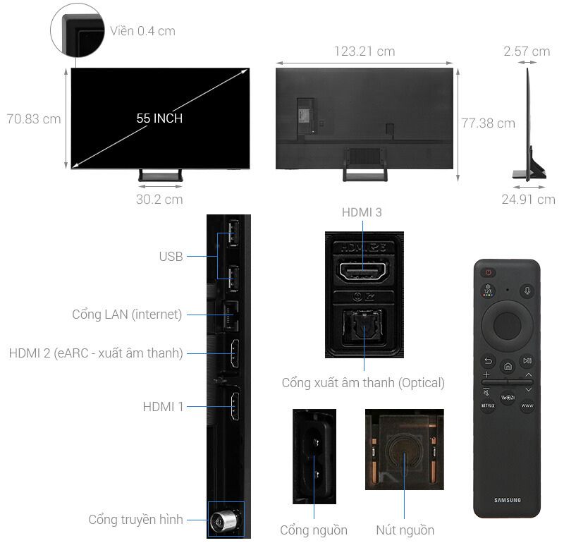 Smart Tivi QLED Samsung 4K 55 inch QA55Q65D