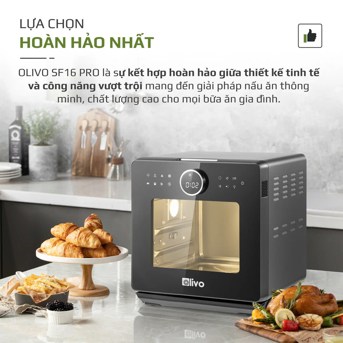 Nồi Chiên Hấp Đa Năng OLIVO SF16 PRO 2025