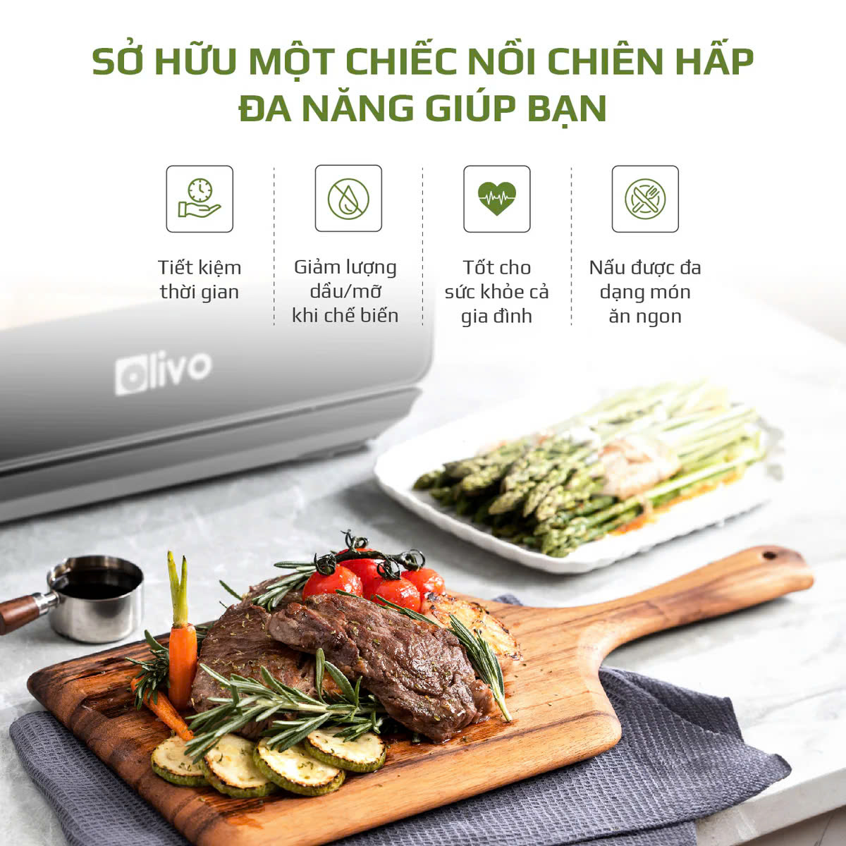 Nồi Chiên Hấp Đa Năng OLIVO SF16 PRO 2025