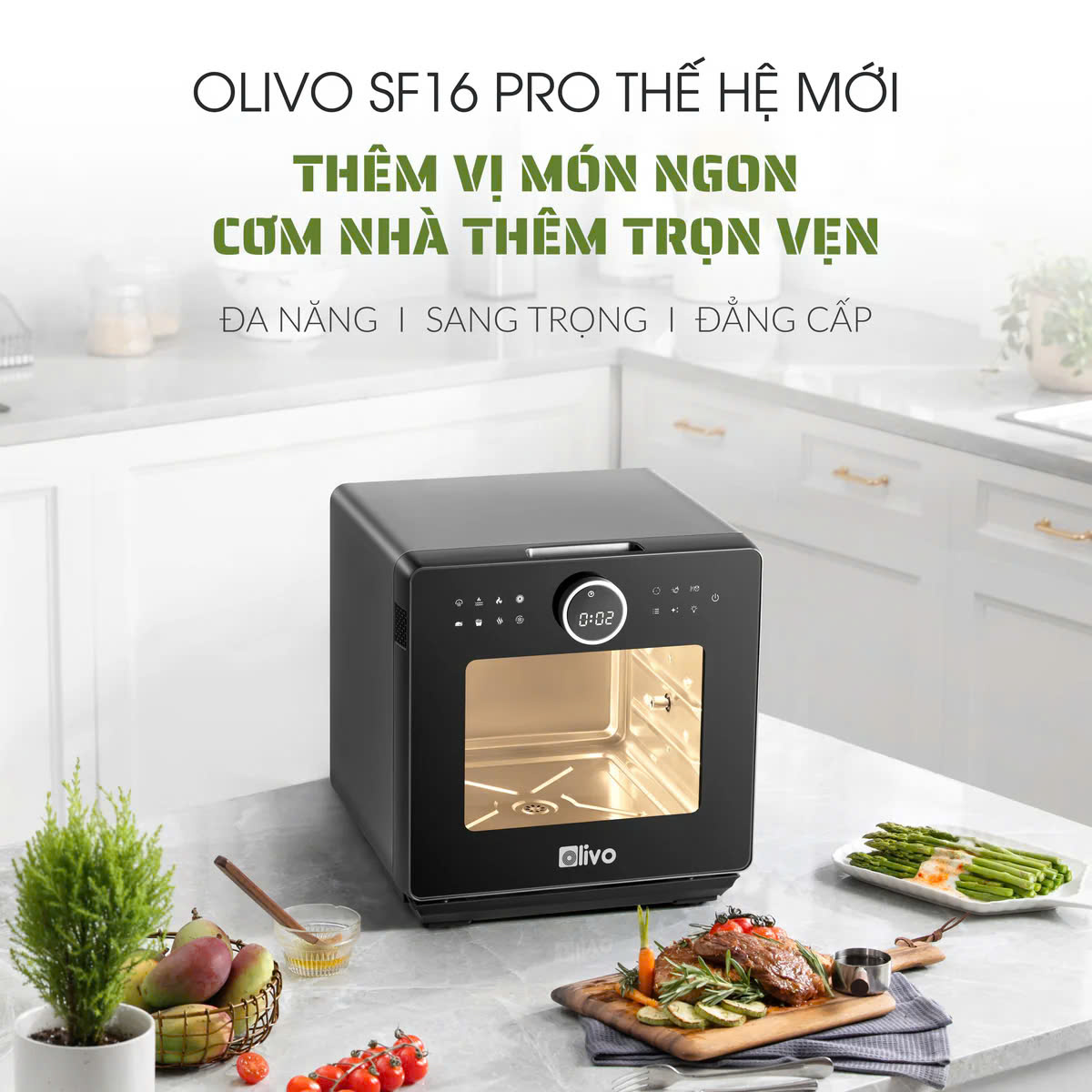 Nồi Chiên Hấp Đa Năng OLIVO SF16 PRO 2025