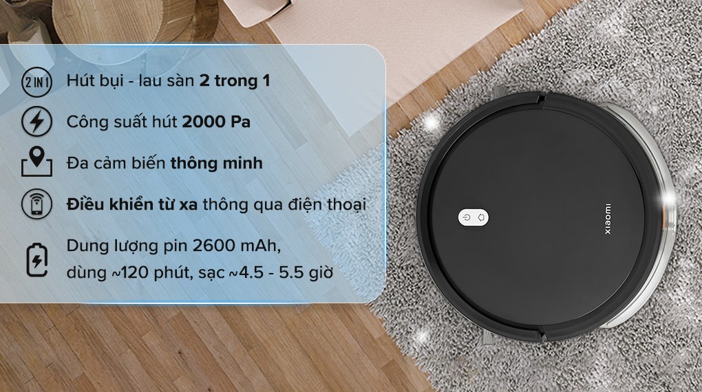 Robot hút bụi lau nhà Xiaomi Vacuum E5(trắng-đen)