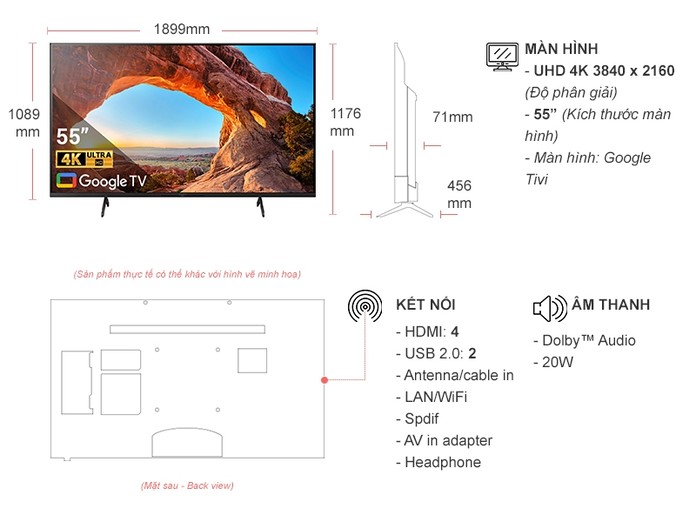 Smart Tivi 4K Sony KD-55X86J 55 inch Google TV