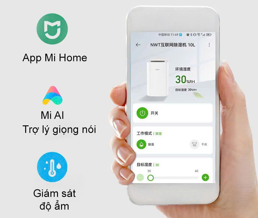 Máy hút ẩm không khí thông minh NEW WIDETECH 10L WDH27B10FW