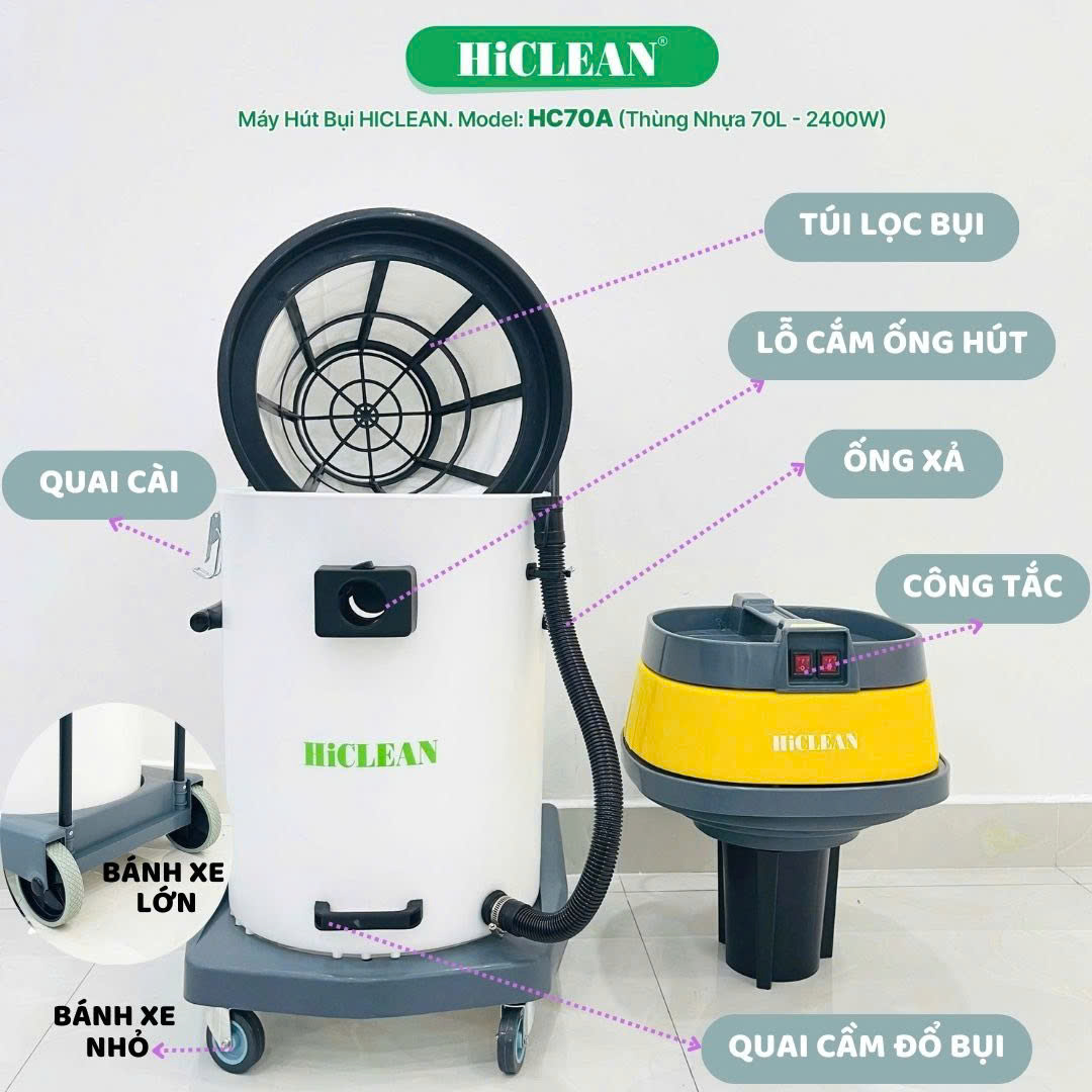 Máy hút bụi hút nước công nghiệp HICLEAN HC70