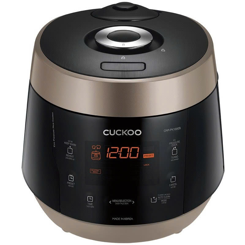 Nồi cơm áp suất điện tử 1.8L Cuckoo CRP-PK1000S đen vàng-Korean
