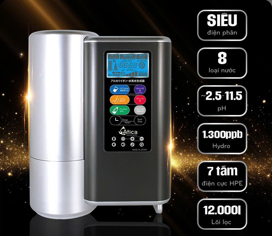 Máy lọc nước ion kiềm Siêu Điện Phân Atica SUPER MHW-H7(V)