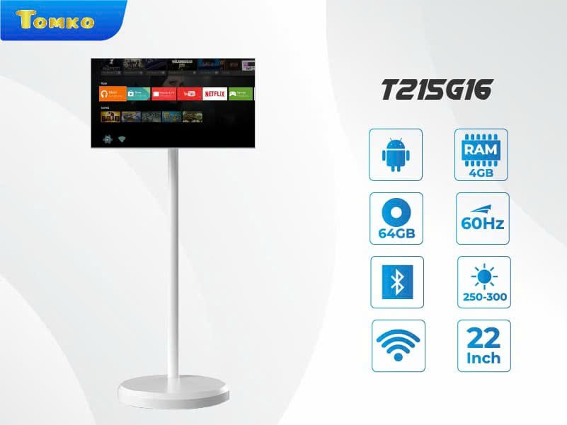 Màn hình cảm ứng di động thông minh 22 inch Tomko GoWithMe T215G16 Trắng có camera