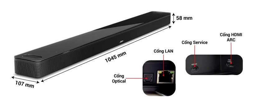 Loa Bose Smart Ultra Soundbar, Bluetooth, Wifi, Optical, HDMI ARC