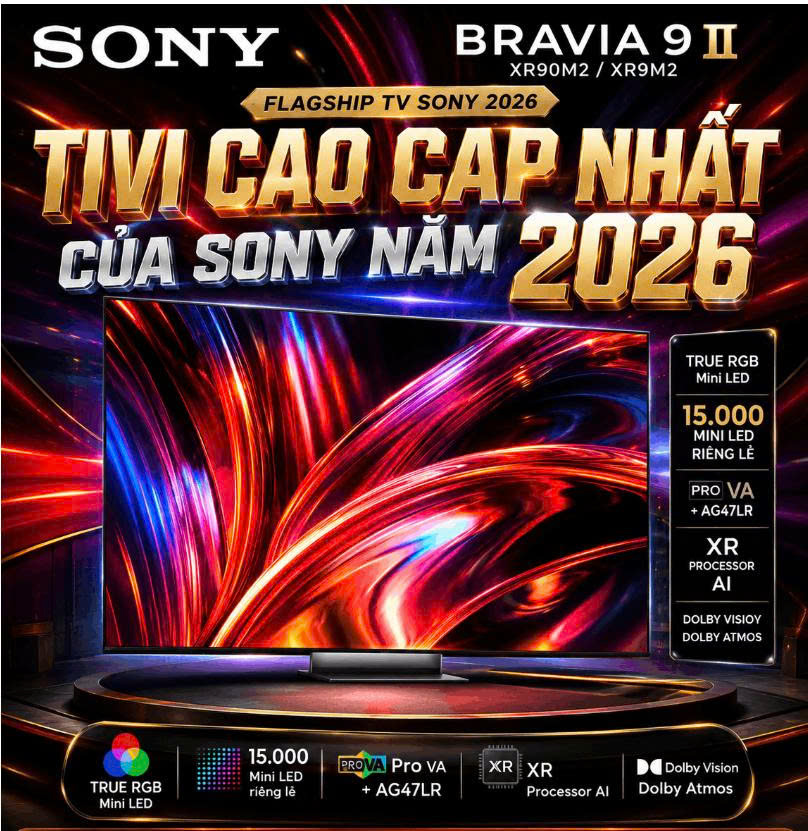Google Tivi Sony 85 inch Mini Led 4K Bravia 9 II (K-85XR90M2) Mới 2026