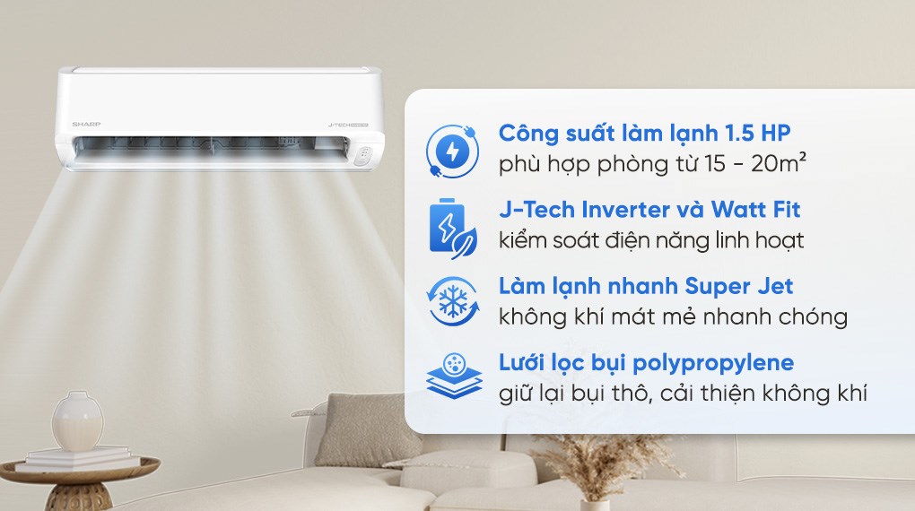 Điều hòa Sharp 1 chiều Inverter 12000 BTU AH-X13DEW