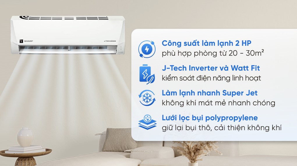 Điều hòa Sharp 1 chiều Inverter 18000 BTU AH-X18DEW