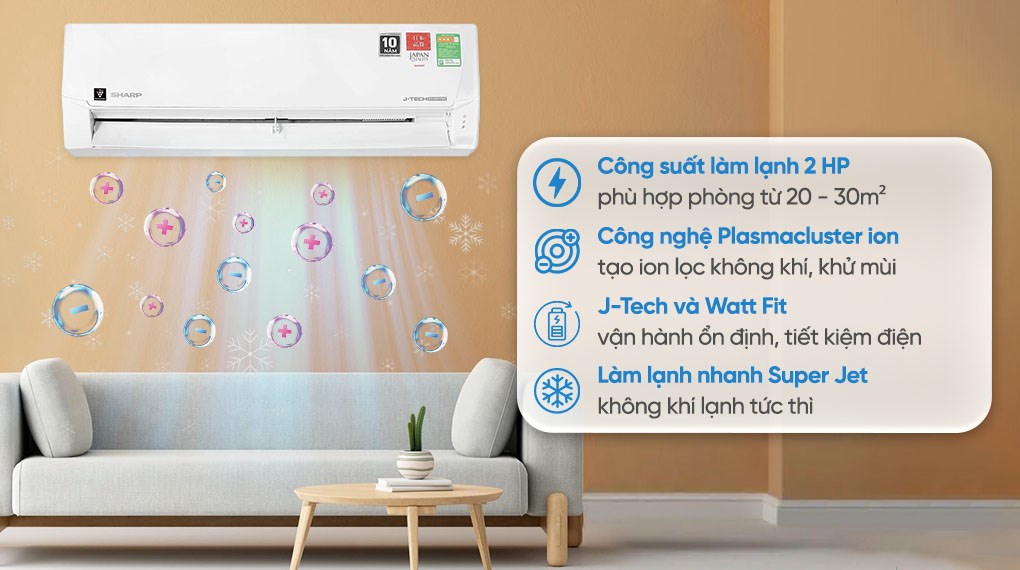 Điều hòa Sharp 1 chiều Inverter 18000 BTU AH-XP18DSW