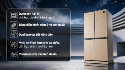 Tủ lạnh Sharp Inverter Multi Door 421 lít SJ-FXP510VG-CH