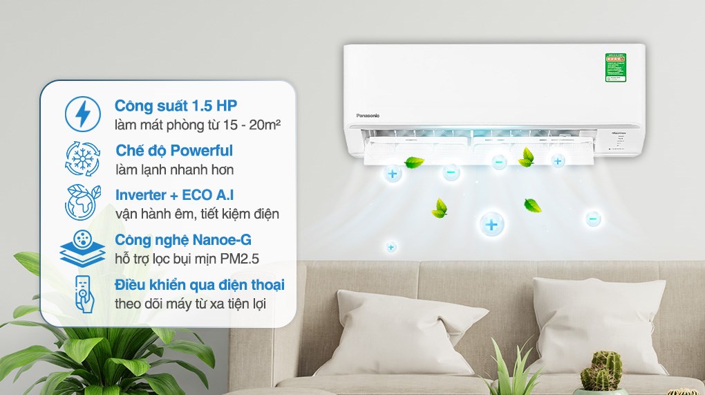 Điều hòa Panasonic 1 chiều Inverter 12.000BTU CS-PU12CKH