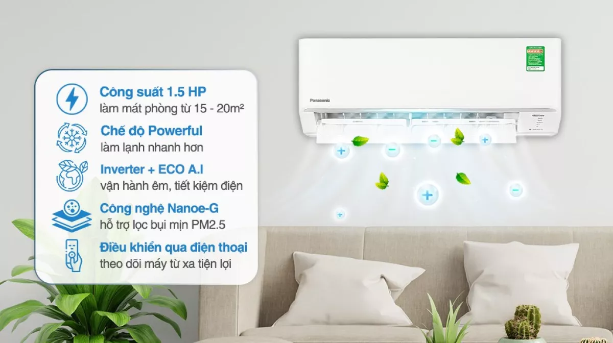 Điều hòa Panasonic 1 chiều Inverter 12.000BTU CS-PU12CKH
