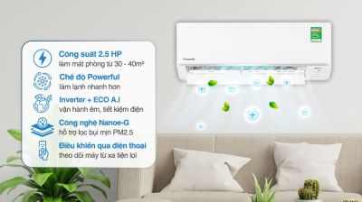 Điều hòa Panasonic 1 chiều Inverter 21.300BTU CS-PU24CKH-8D