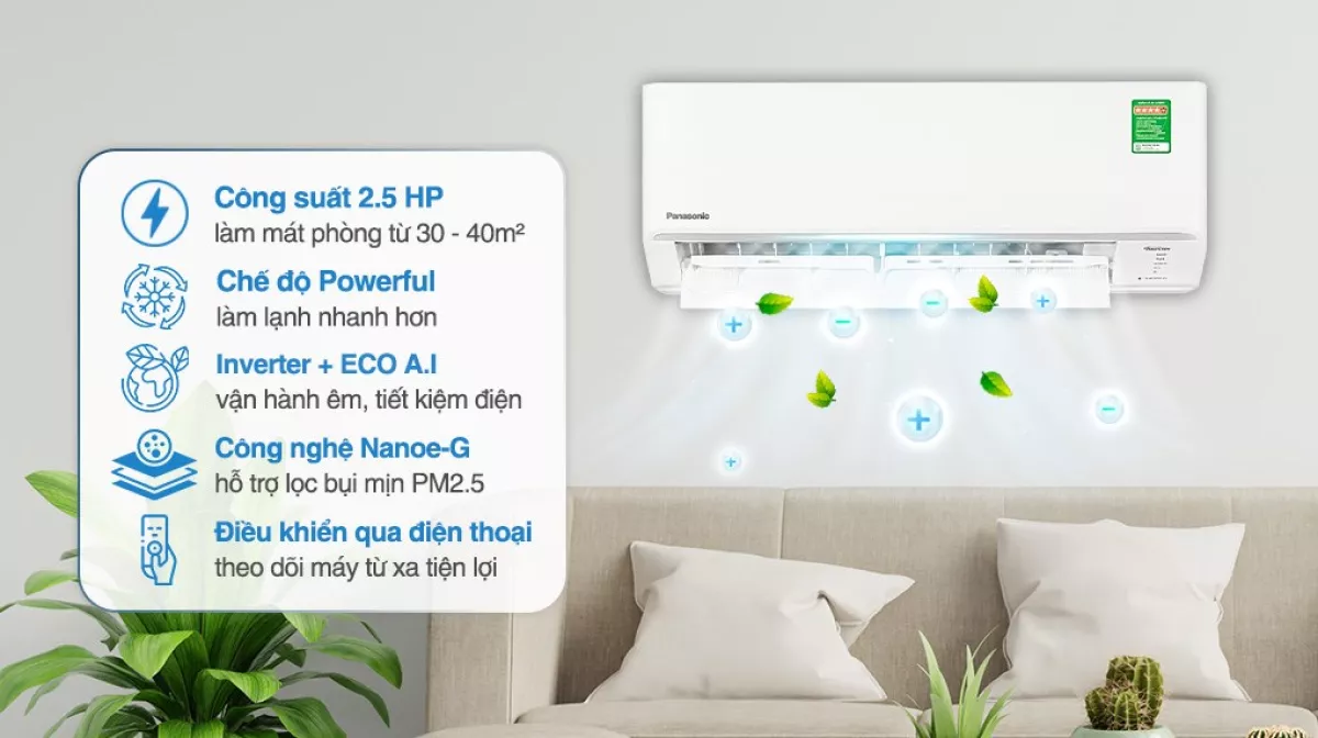Điều hòa Panasonic 1 chiều Inverter 21.300BTU CS-PU24CKH-8D